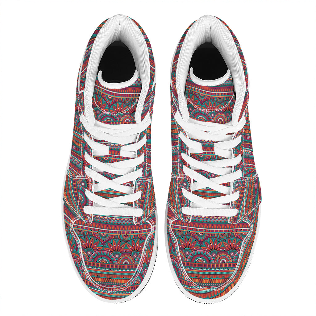 Tribal Ethnic Pattern Print High Top Leather Sneakers