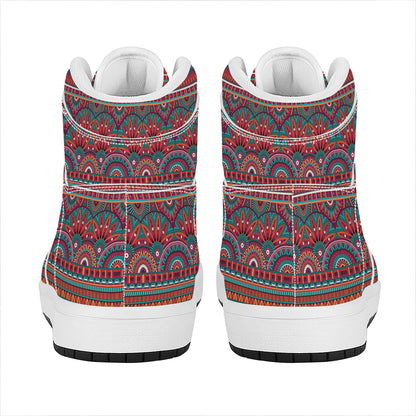 Tribal Ethnic Pattern Print High Top Leather Sneakers