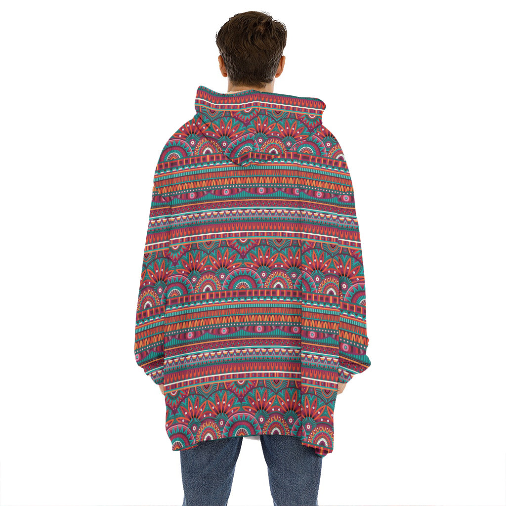 Tribal Ethnic Pattern Print Hoodie Blanket