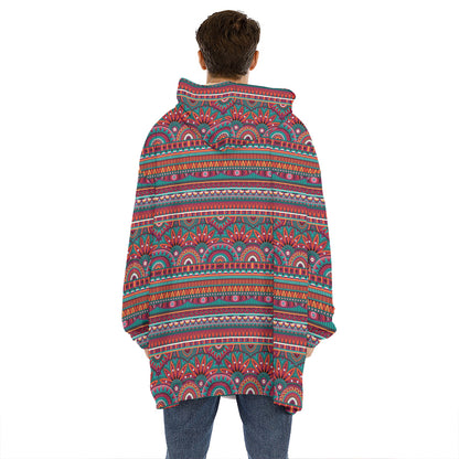 Tribal Ethnic Pattern Print Hoodie Blanket