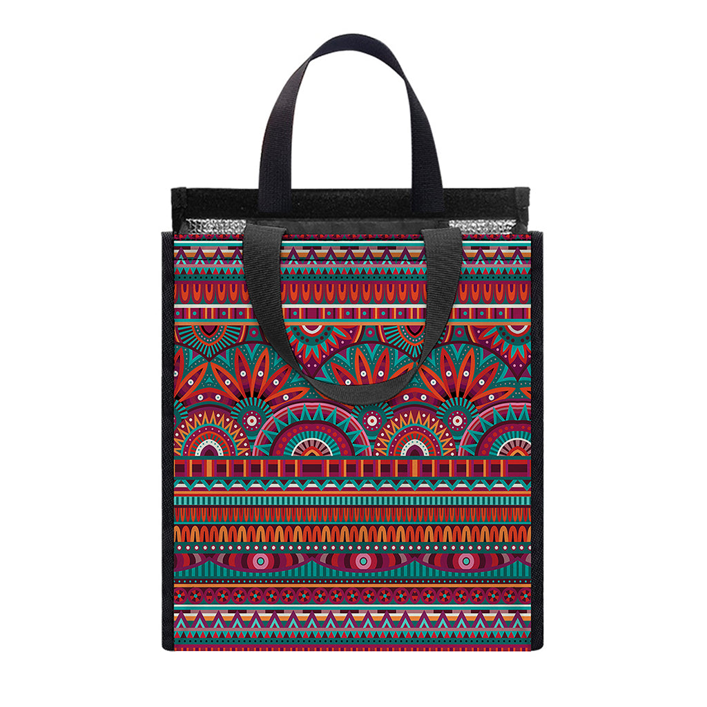 Tribal Ethnic Pattern Print Insulated Lunch Tote