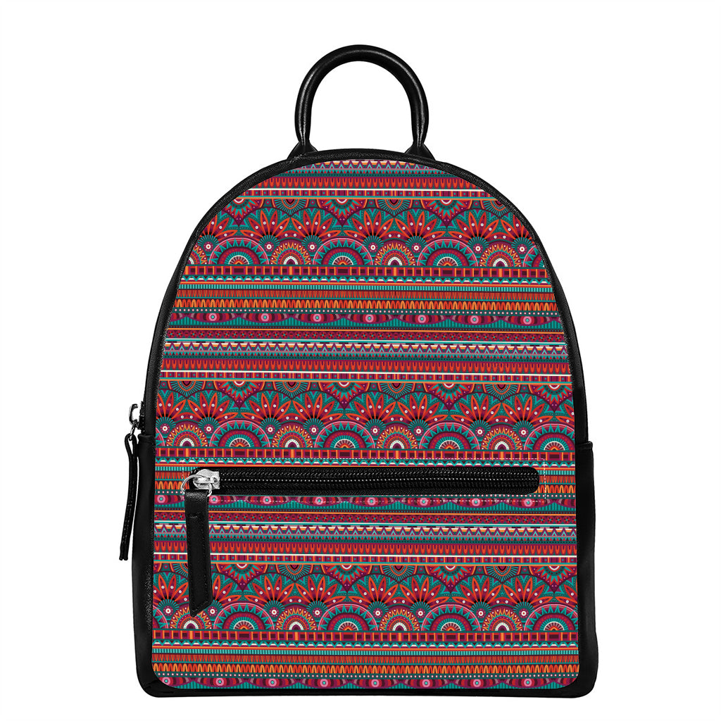 Tribal Ethnic Pattern Print Leather Backpack