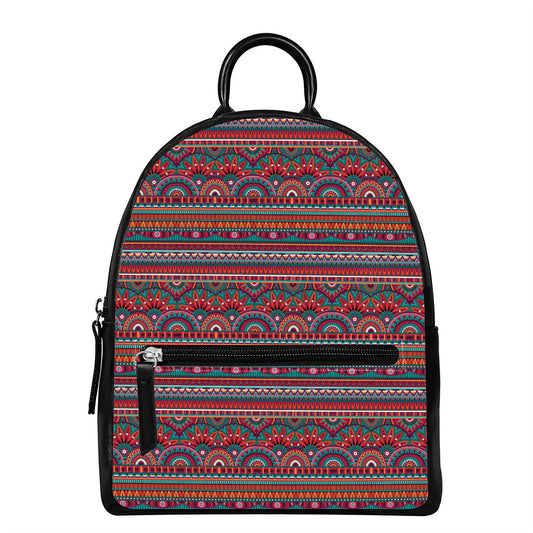 Tribal Ethnic Pattern Print Leather Backpack