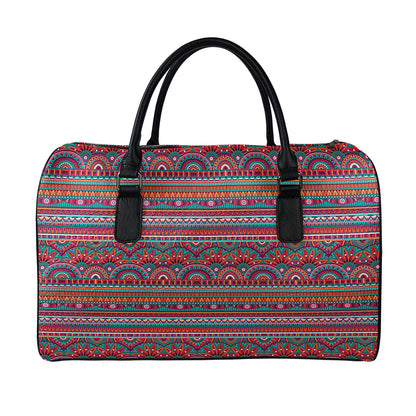 Tribal Ethnic Pattern Print Leather Duffle Bag