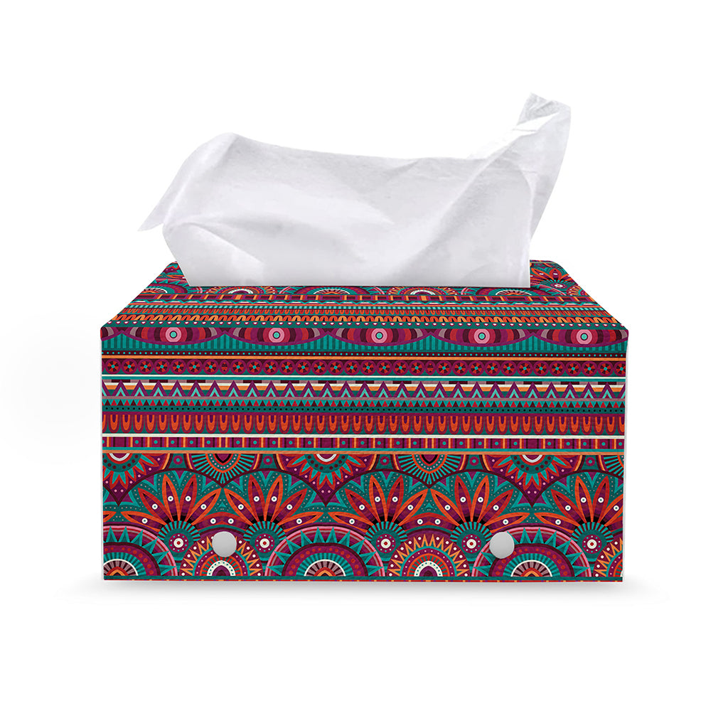 Tribal Ethnic Pattern Print Leather Tissue Box Cover