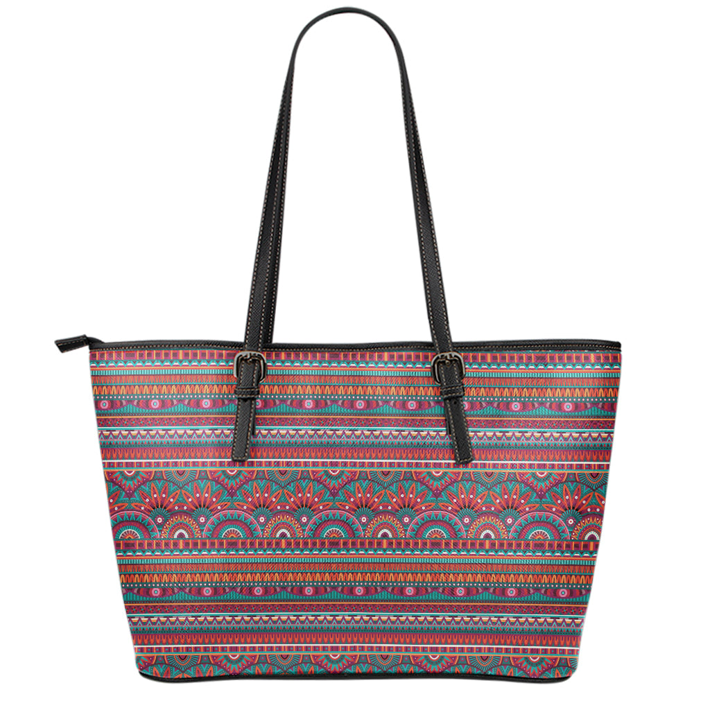Tribal Ethnic Pattern Print Leather Tote Bag