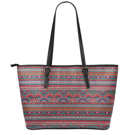 Tribal Ethnic Pattern Print Leather Tote Bag