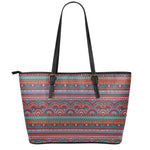 Tribal Ethnic Pattern Print Leather Tote Bag