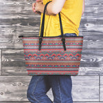 Tribal Ethnic Pattern Print Leather Tote Bag