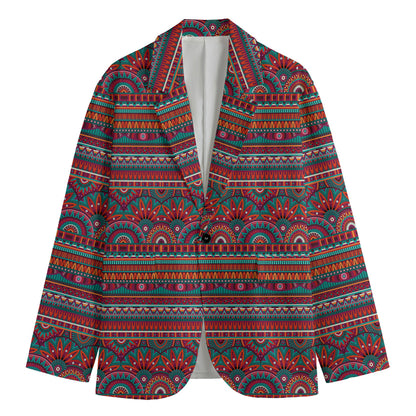 Tribal Ethnic Pattern Print Men's Cotton Blazer