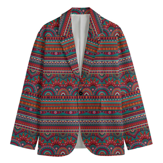 Tribal Ethnic Pattern Print Men's Cotton Blazer