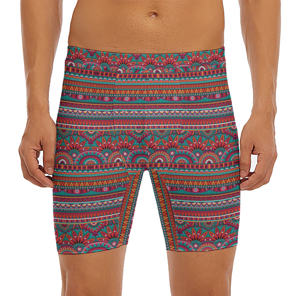 Tribal Ethnic Pattern Print Men's Long Boxer Briefs
