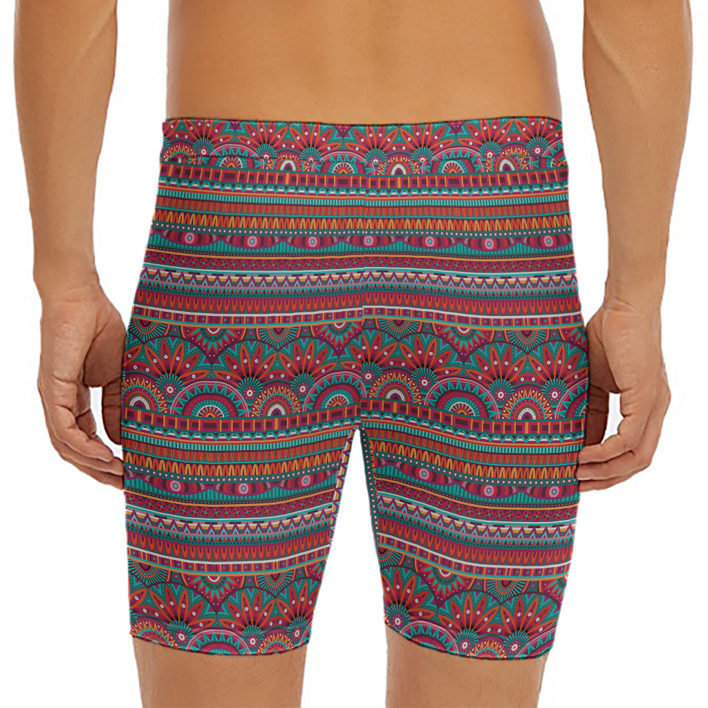 Tribal Ethnic Pattern Print Men's Long Boxer Briefs
