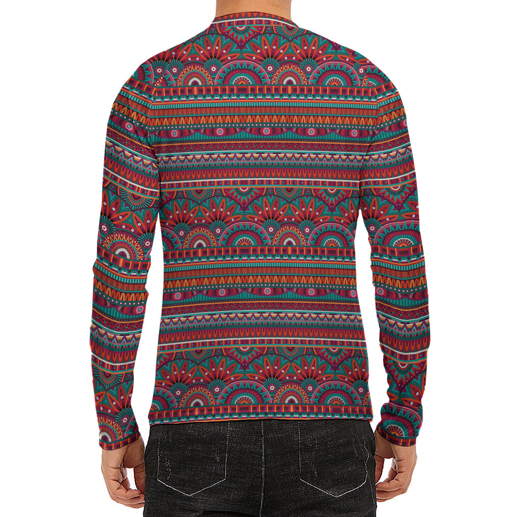 Tribal Ethnic Pattern Print Men's Long Sleeve Rash Guard