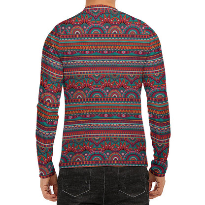 Tribal Ethnic Pattern Print Men's Long Sleeve Rash Guard