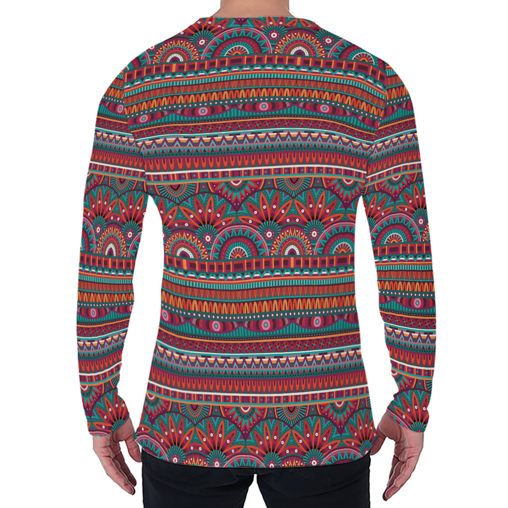 Tribal Ethnic Pattern Print Men's Long Sleeve T-Shirt