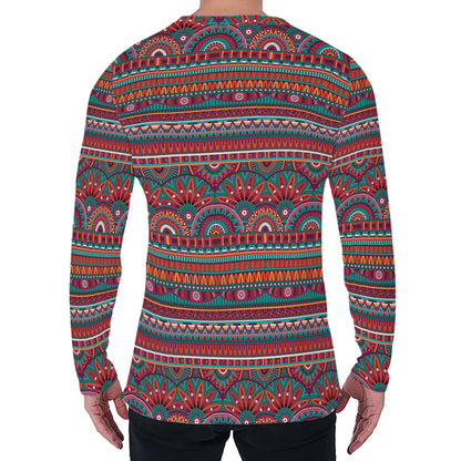 Tribal Ethnic Pattern Print Men's Long Sleeve T-Shirt
