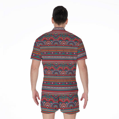 Tribal Ethnic Pattern Print Men's Rompers