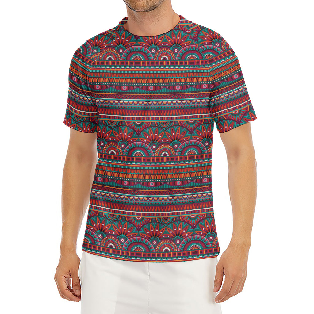Tribal Ethnic Pattern Print Men's Short Sleeve Rash Guard