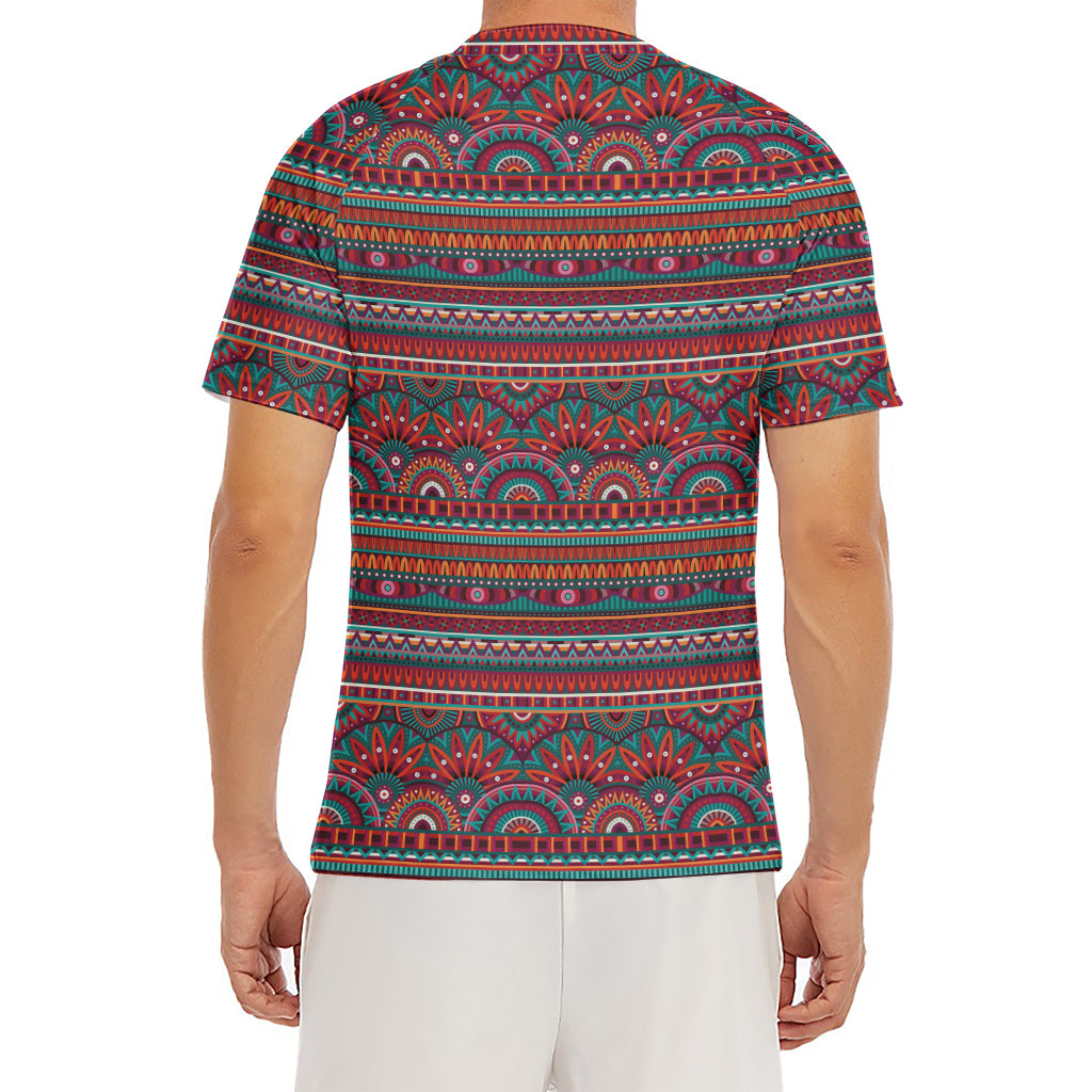 Tribal Ethnic Pattern Print Men's Short Sleeve Rash Guard