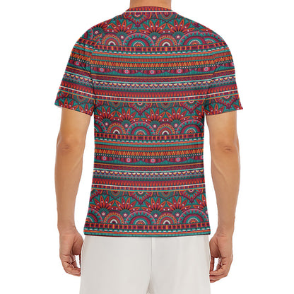 Tribal Ethnic Pattern Print Men's Short Sleeve Rash Guard