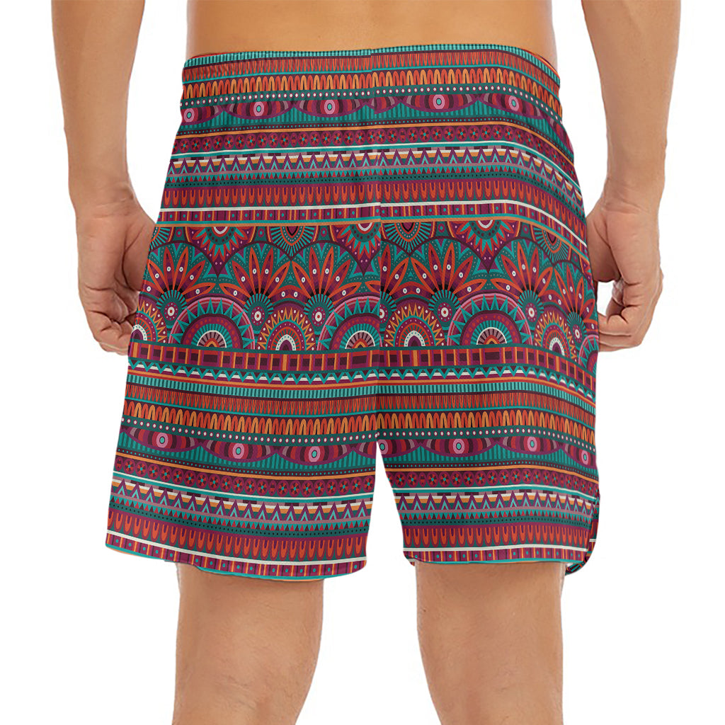 Tribal Ethnic Pattern Print Men's Split Running Shorts