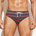 Tribal Ethnic Pattern Print Men's Swim Briefs