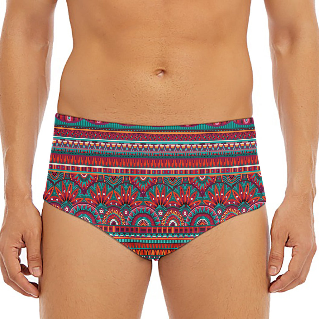 Tribal Ethnic Pattern Print Men's Triangle Swim Briefs