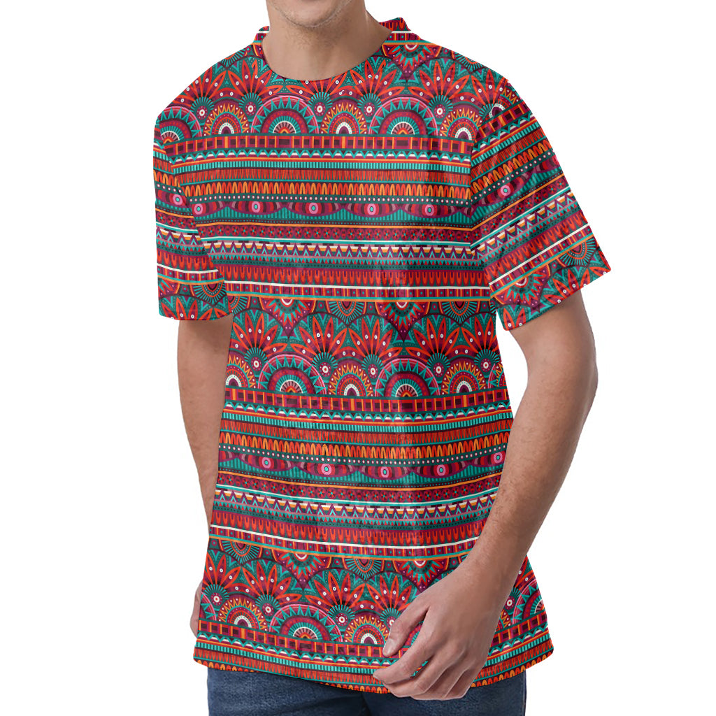 Tribal Ethnic Pattern Print Men's Velvet T-Shirt