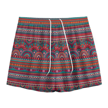 Tribal Ethnic Pattern Print Mesh Shorts