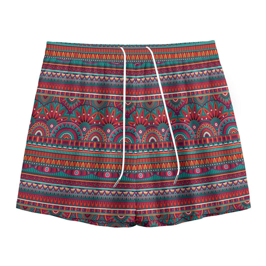 Tribal Ethnic Pattern Print Mesh Shorts