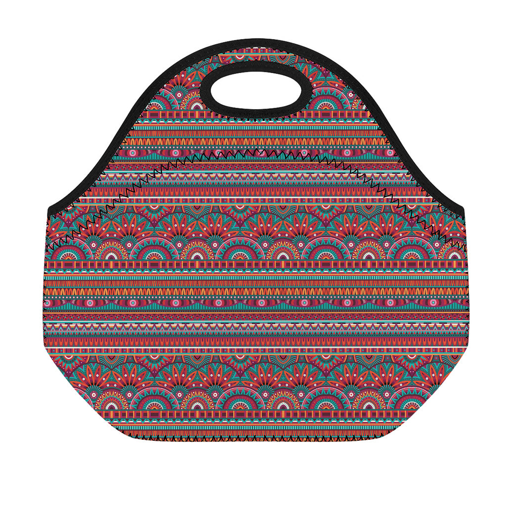 Tribal Ethnic Pattern Print Neoprene Lunch Bag