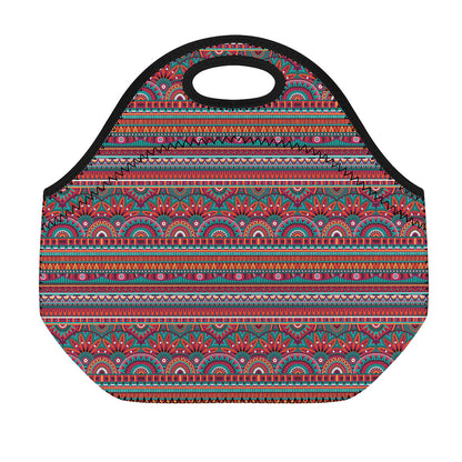 Tribal Ethnic Pattern Print Neoprene Lunch Bag