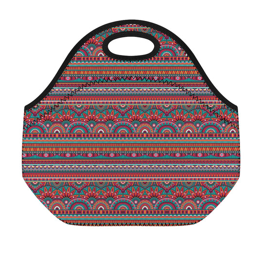 Tribal Ethnic Pattern Print Neoprene Lunch Bag