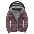 Tribal Ethnic Pattern Print Sherpa Lined Zip Up Hoodie