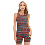 Tribal Ethnic Pattern Print Sleeveless One Piece Swimsuit