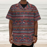 Tribal Ethnic Pattern Print Textured Short Sleeve Shirt