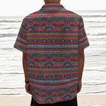 Tribal Ethnic Pattern Print Textured Short Sleeve Shirt