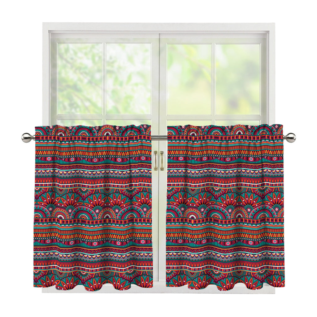 Tribal Ethnic Pattern Print Tier Curtains