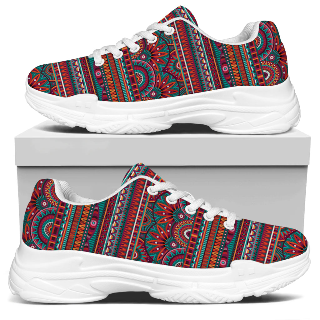 Tribal Ethnic Pattern Print White Chunky Shoes