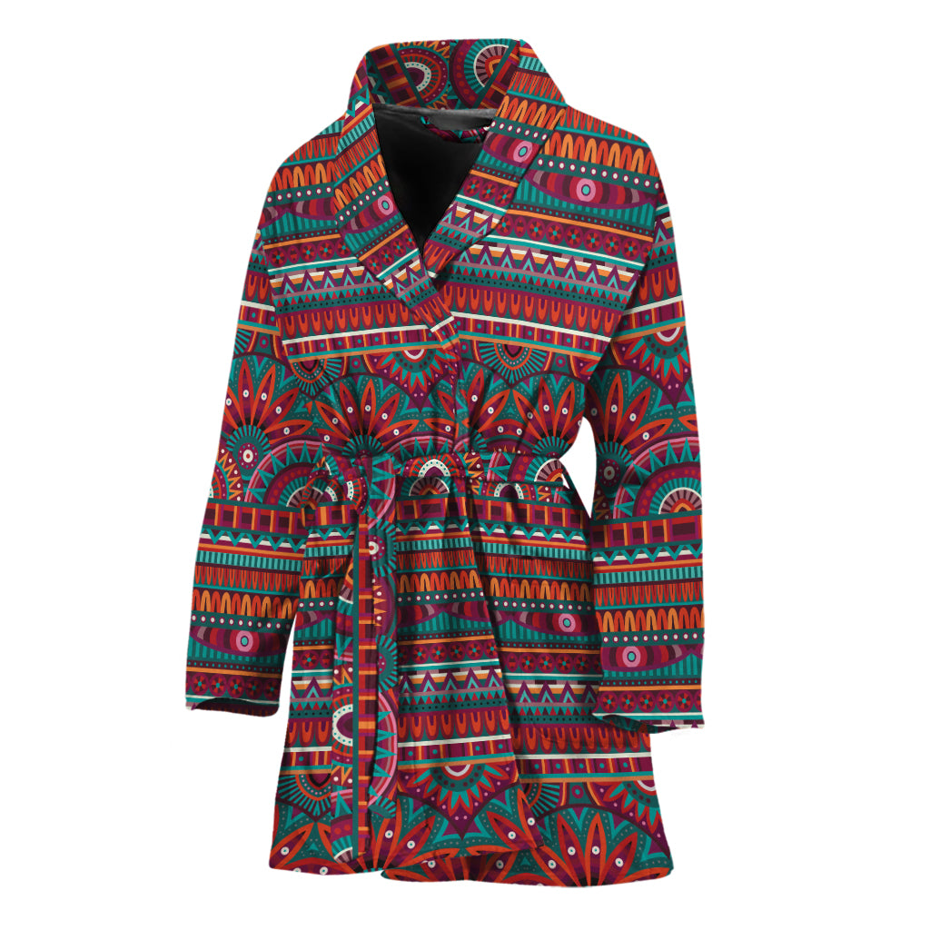 Tribal Ethnic Pattern Print Women's Bathrobe