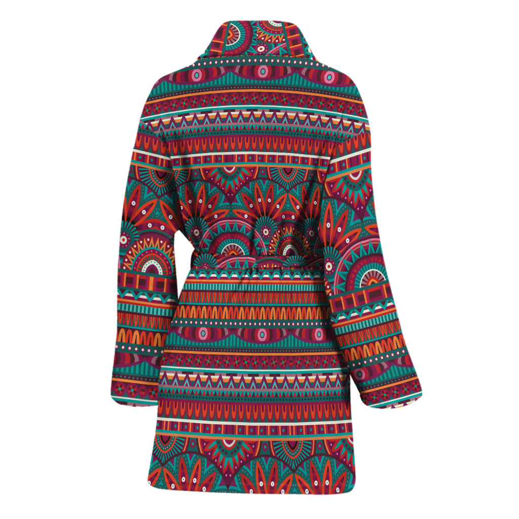 Tribal Ethnic Pattern Print Women's Bathrobe
