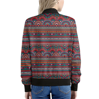 Tribal Ethnic Pattern Print Women's Bomber Jacket