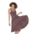 Tribal Ethnic Pattern Print Sleeveless Knee Length Dress