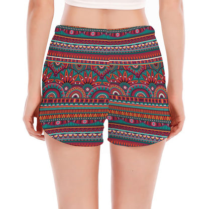 Tribal Ethnic Pattern Print Women's Split Running Shorts