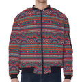 Tribal Ethnic Pattern Print Zip Sleeve Bomber Jacket