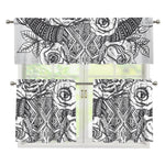 Tribal Indian Bull Skull Print 3 Piece Kitchen Curtains