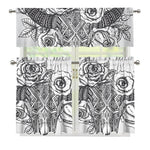Tribal Indian Bull Skull Print 3 Piece Kitchen Curtains