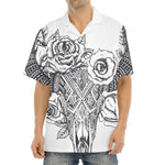 Tribal Indian Bull Skull Print Aloha Shirt