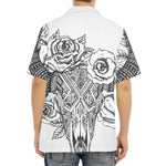 Tribal Indian Bull Skull Print Aloha Shirt